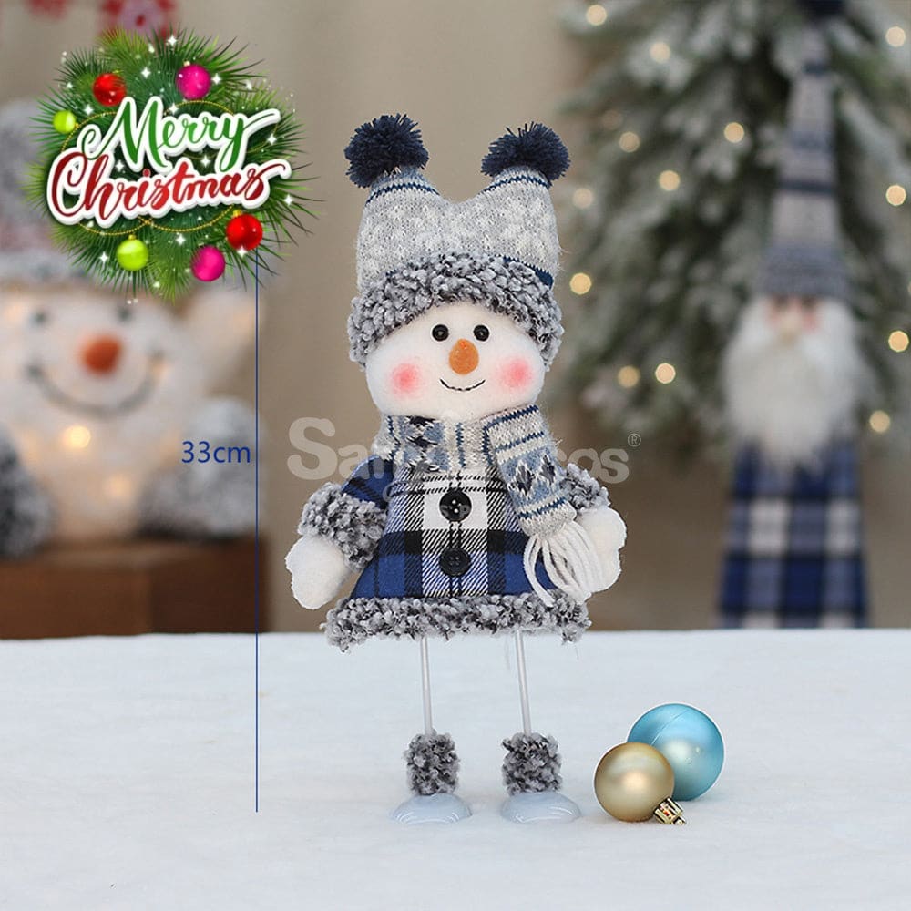 【In Stock】Christmas Decoration Blue Fabric Doll Cute Ski Snowman E Cosplay Prop