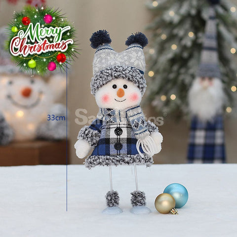 【In Stock】Christmas Decoration Blue Fabric Doll Cute Ski Snowman E Cosplay Prop