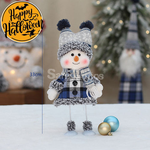 【In Stock】Christmas Decoration Blue Fabric Doll Cute Ski Snowman E Cosplay Prop