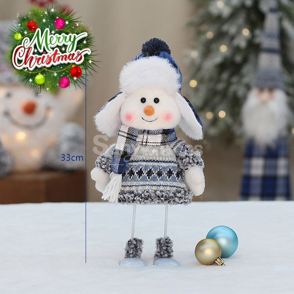 【In Stock】Christmas Decoration Blue Fabric Doll Cute Ski Snowman F Cosplay Prop