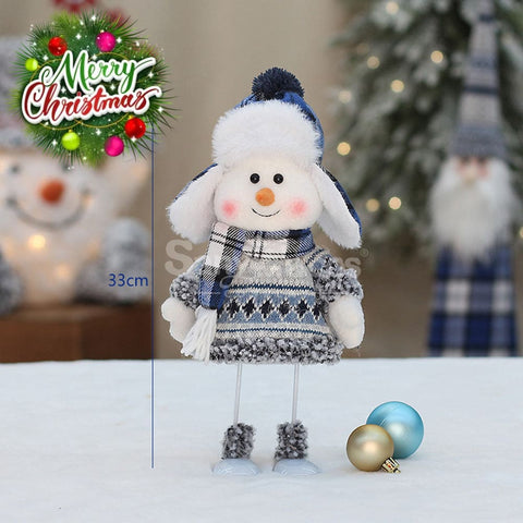 【In Stock】Christmas Decoration Blue Fabric Doll Cute Ski Snowman F Cosplay Prop