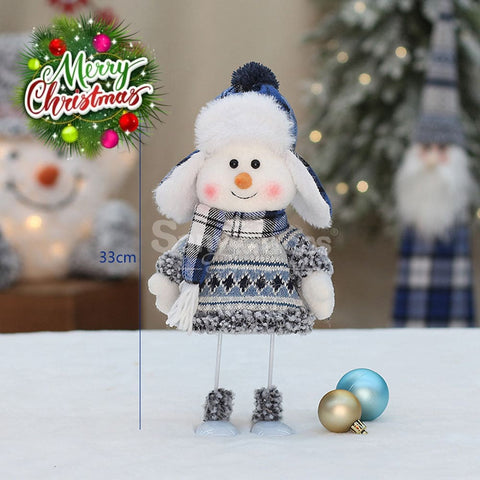 【In Stock】Christmas Decoration Blue Fabric Doll Cute Ski Snowman F Cosplay Prop