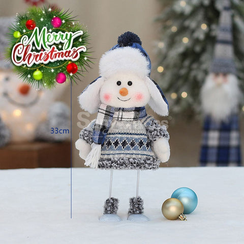 【In Stock】Christmas Decoration Blue Fabric Doll Cute Ski Snowman F Cosplay Prop