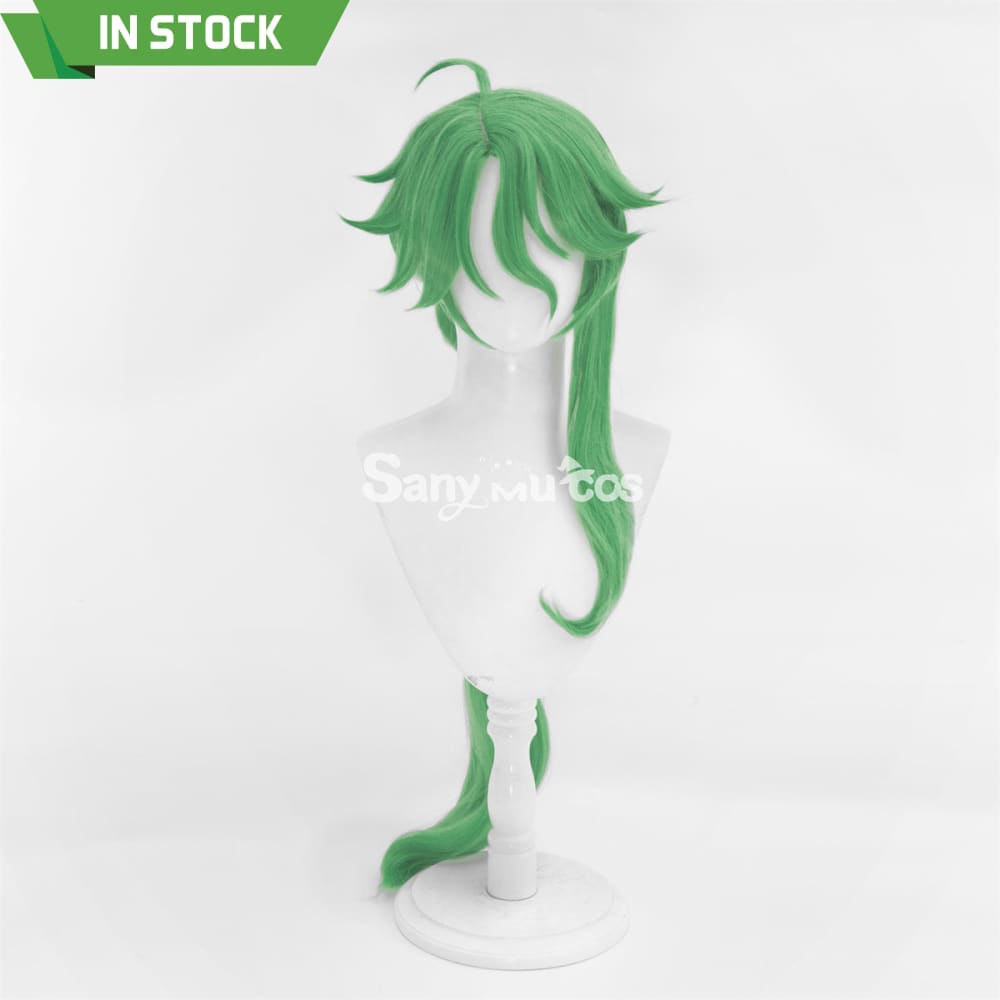 Game Genshin Impact Baizhu Cosplay Wig Green Long Ponytail Wig