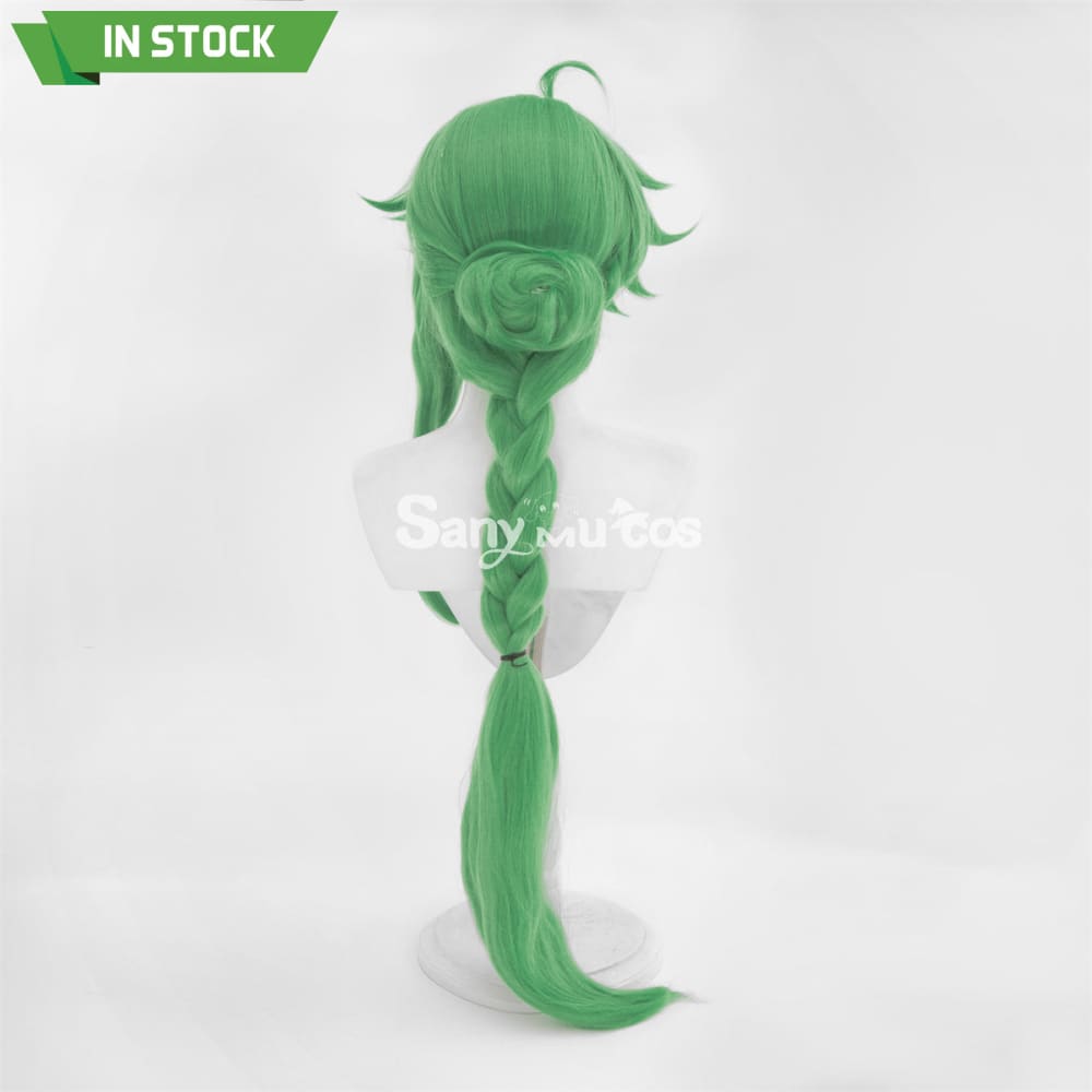 Game Genshin Impact Baizhu Cosplay Wig Green Long Ponytail Wig