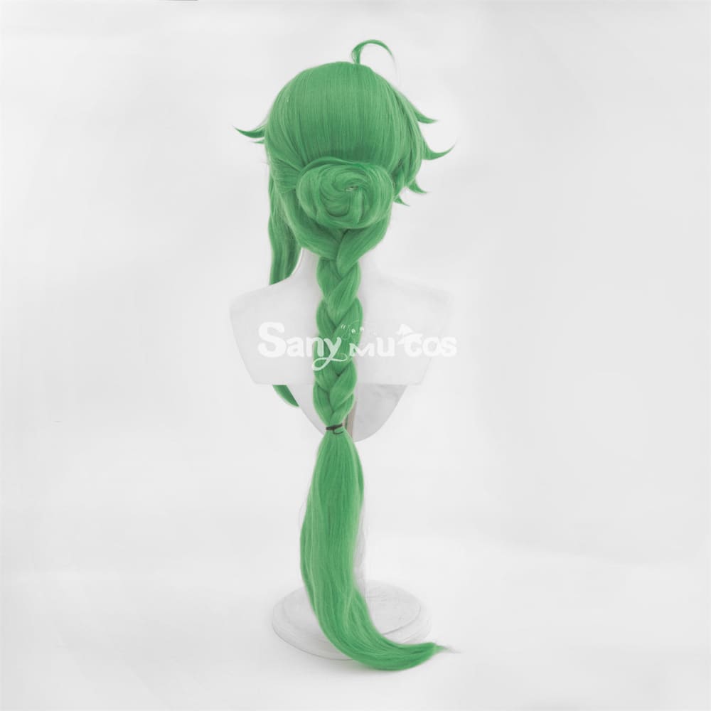 Game Genshin Impact Baizhu Cosplay Wig Green Long Ponytail Wig