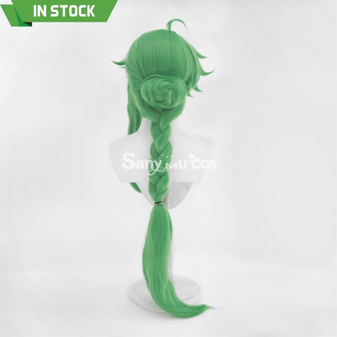 Game Genshin Impact Baizhu Cosplay Wig Green Long Ponytail Wig