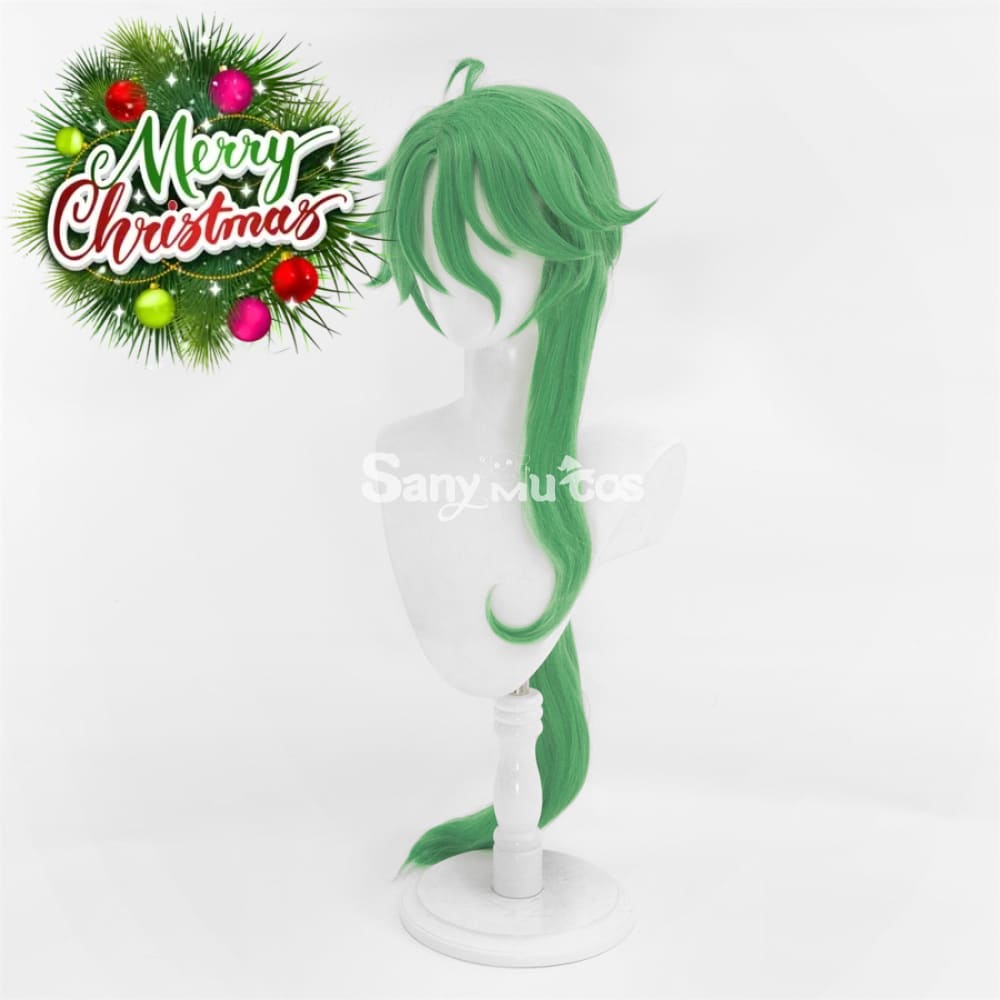 Game Genshin Impact Baizhu Cosplay Wig Green Long Ponytail Wig