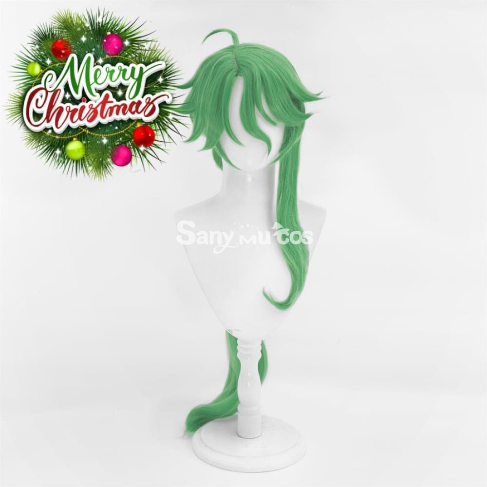 Game Genshin Impact Baizhu Cosplay Wig Green Long Ponytail Wig