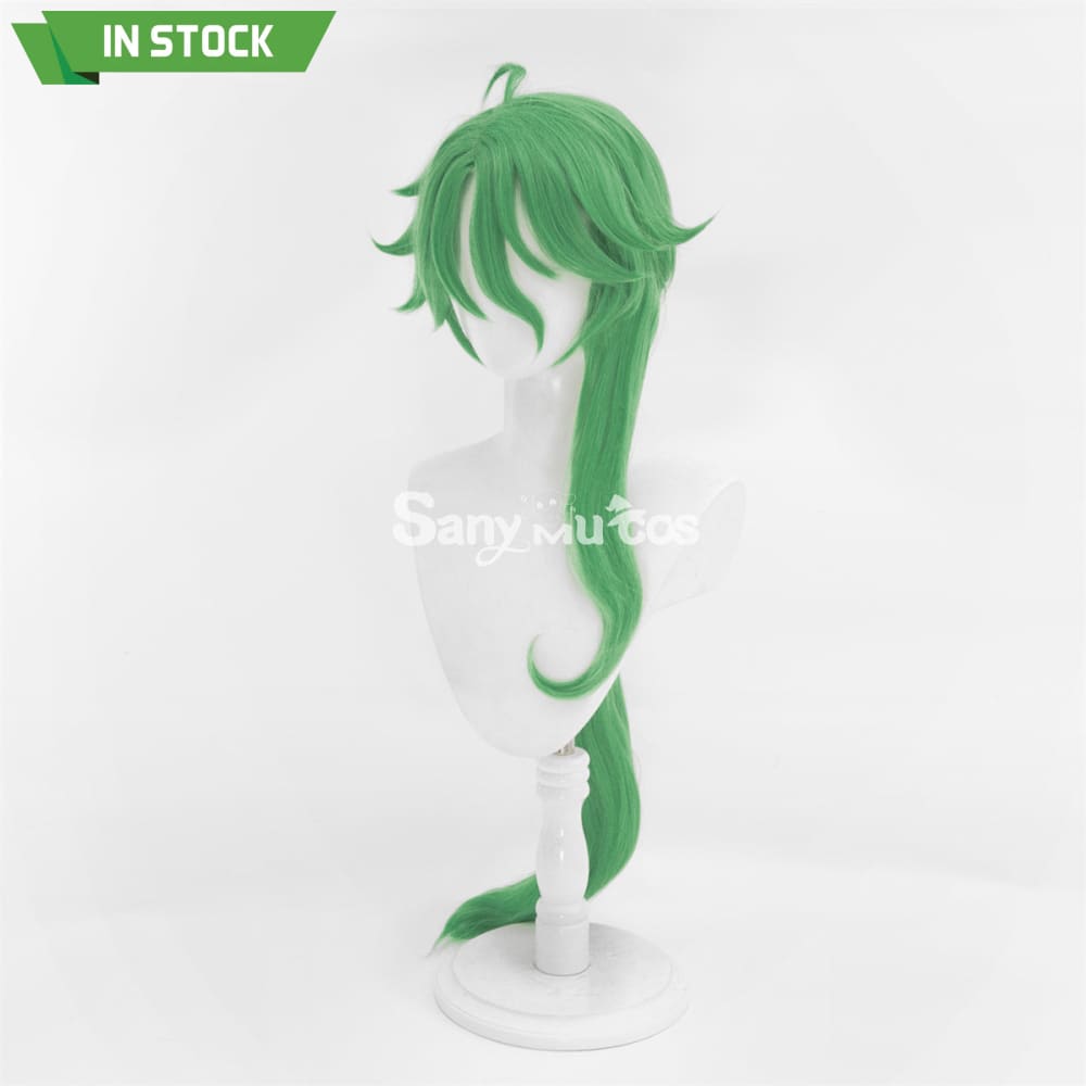 Game Genshin Impact Baizhu Cosplay Wig Green Long Ponytail Wig