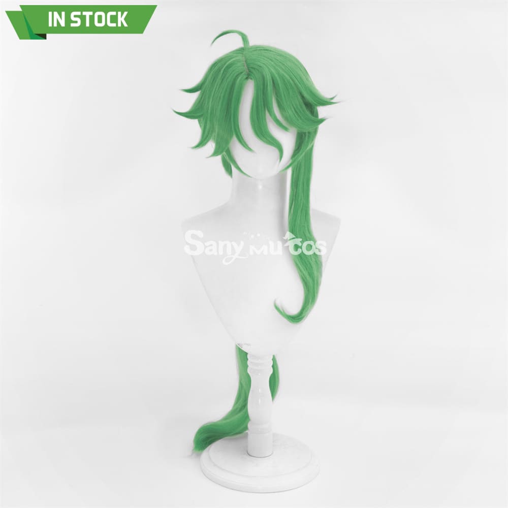 Game Genshin Impact Baizhu Cosplay Wig Green Long Ponytail Wig