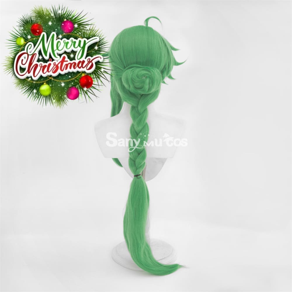 Game Genshin Impact Baizhu Cosplay Wig Green Long Ponytail Wig