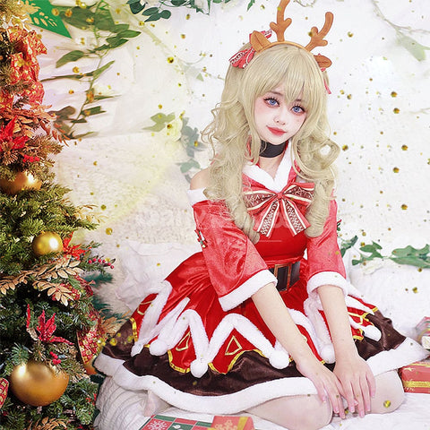 【In Stock】Game Genshin Impact Barbara Gunnhildr Christmas Cosplay Costume Cosplay Costumes