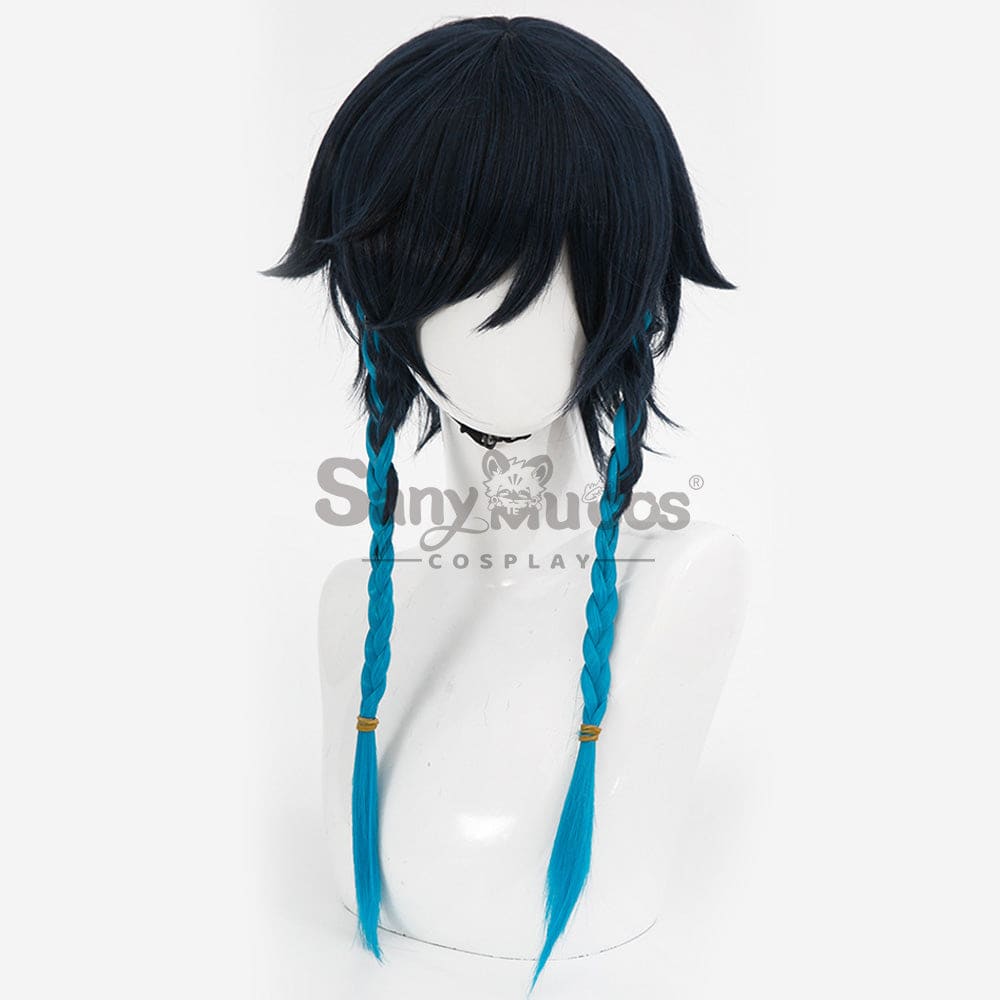 【In Stock】Game Genshin Impact Bards Venti Blue Gradient Mixed Short Cosplay Wig Wigs