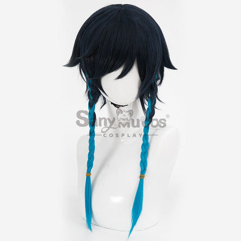【In Stock】Game Genshin Impact Bards Venti Blue Gradient Mixed Short Cosplay Wig Wigs