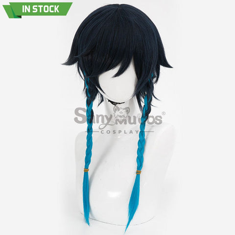 【In Stock】Game Genshin Impact Bards Venti Blue Gradient Mixed Short Cosplay Wig Wigs