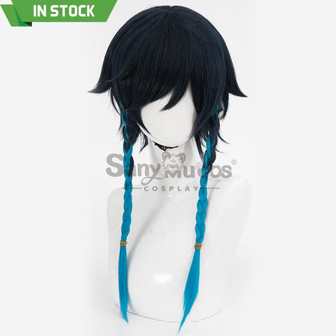 【In Stock】Game Genshin Impact Bards Venti Blue Gradient Mixed Short Cosplay Wig Wigs