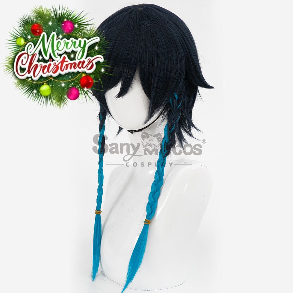 【In Stock】Game Genshin Impact Bards Venti Blue Gradient Mixed Short Cosplay Wig Wigs