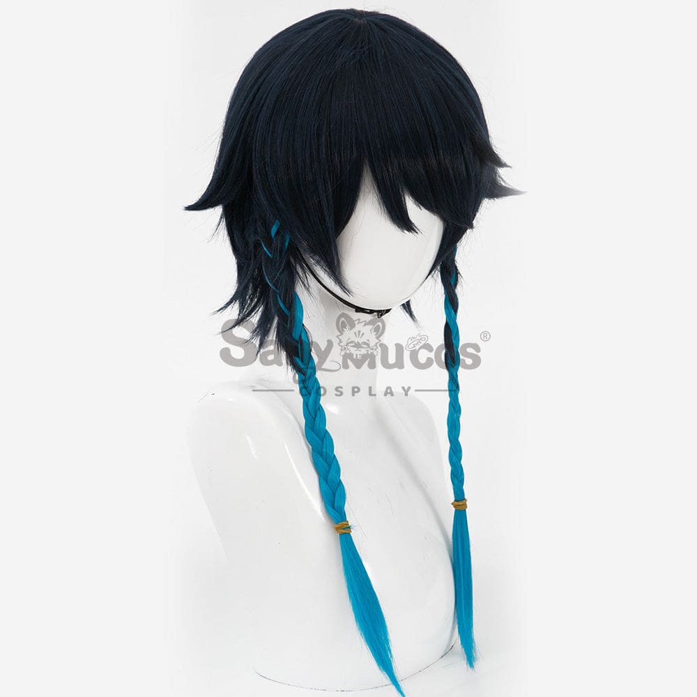 【In Stock】Game Genshin Impact Bards Venti Blue Gradient Mixed Short Cosplay Wig Wigs