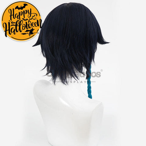 【In Stock】Game Genshin Impact Bards Venti Blue Gradient Mixed Short Cosplay Wig Wigs