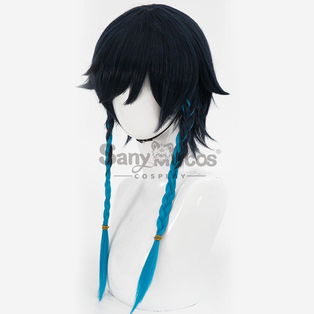【In Stock】Game Genshin Impact Bards Venti Blue Gradient Mixed Short Cosplay Wig Wigs