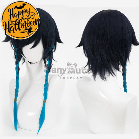 【In Stock】Game Genshin Impact Bards Venti Blue Gradient Mixed Short Cosplay Wig Wigs