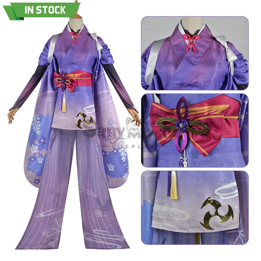 【In Stock】Game Genshin Impact Cosplay Baal Kimono Costume Plus Size Raiden Shogun / Xs Costumes