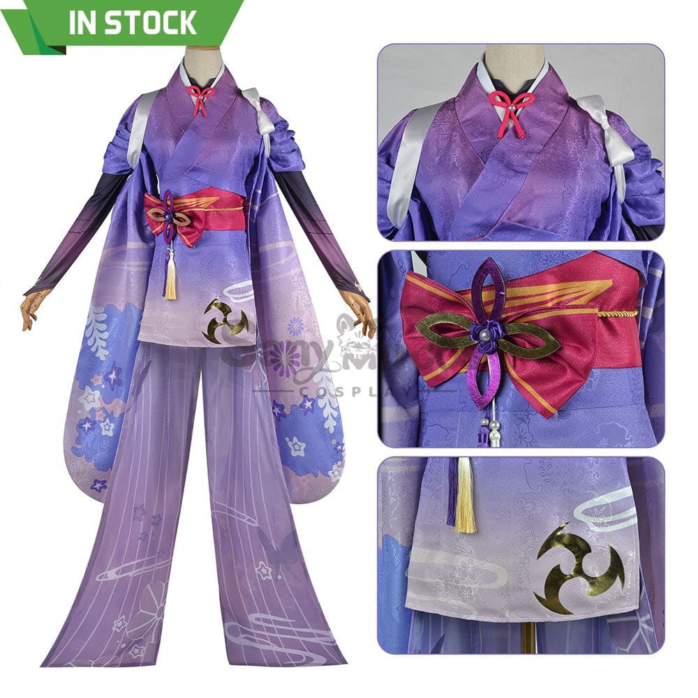 【In Stock】Game Genshin Impact Cosplay Baal Kimono Costume Plus Size Raiden Shogun / Xs Costumes