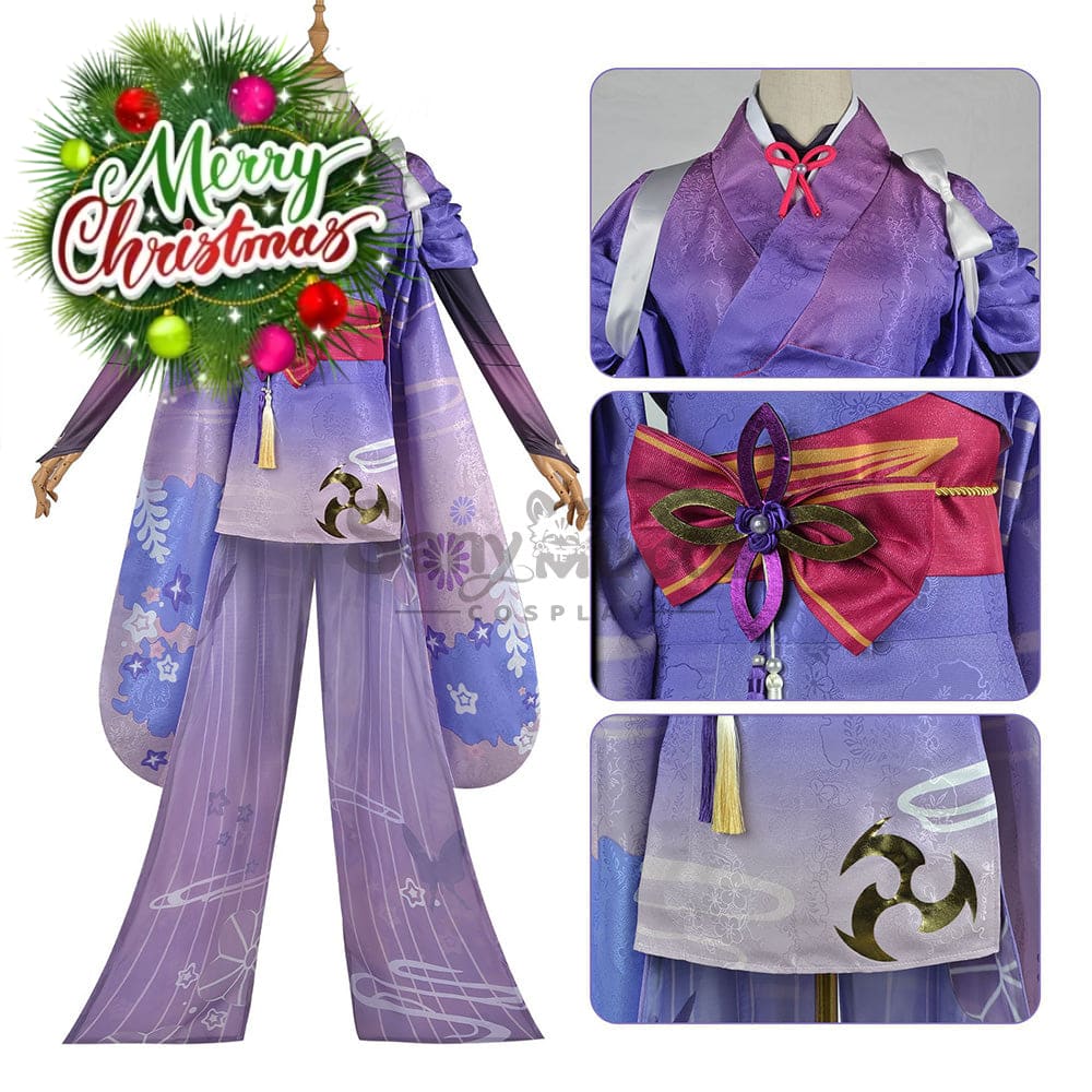 【In Stock】Game Genshin Impact Cosplay Baal Kimono Costume Plus Size Raiden Shogun / Xs Costumes