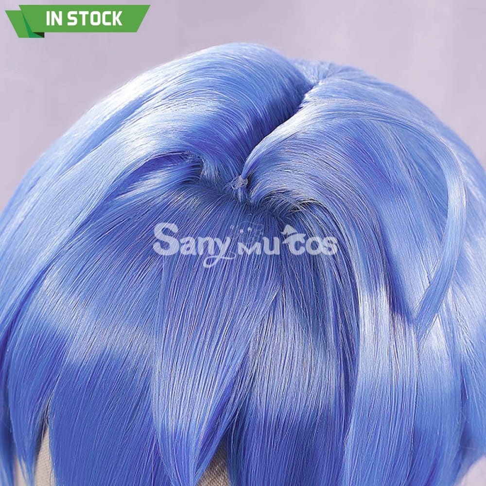 Game Genshin Impact Cosplay Ganyu Gan Yu Wig / Horn Women Long Blue Wig