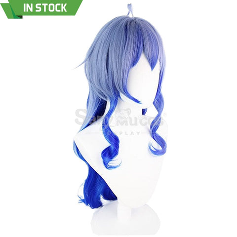 【In Stock】Game Genshin Impact Cosplay Ganyu Gan Yu Wig / Horn Women Long Blue Curly Wigs