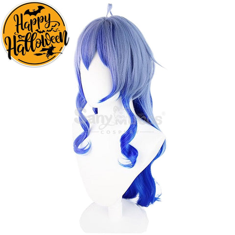 【In Stock】Game Genshin Impact Cosplay Ganyu Gan Yu Wig / Horn Women Long Blue Curly Wigs