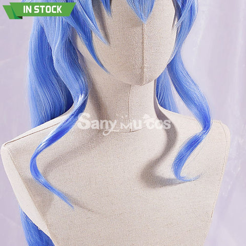 Game Genshin Impact Cosplay Ganyu Gan Yu Wig / Horn Women Long Blue Wig