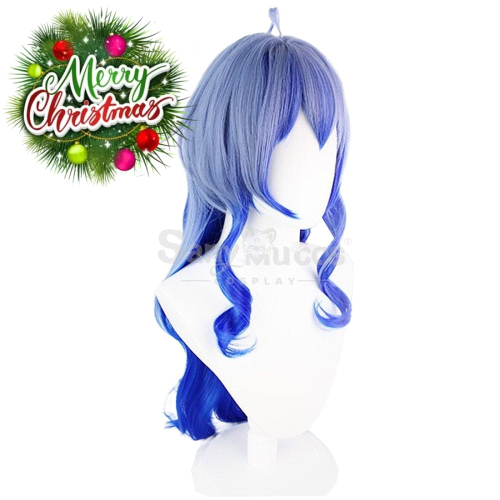 【In Stock】Game Genshin Impact Cosplay Ganyu Gan Yu Wig / Horn Women Long Blue Curly Wigs