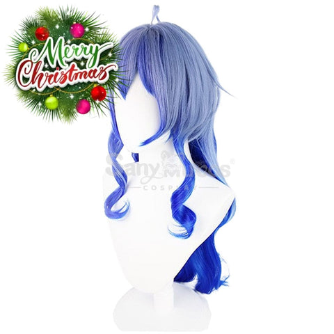 【In Stock】Game Genshin Impact Cosplay Ganyu Gan Yu Wig / Horn Women Long Blue Curly Wigs