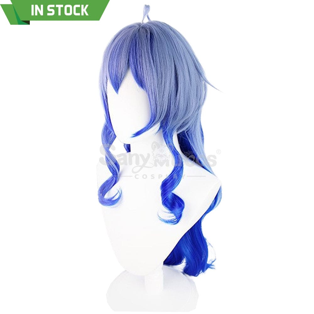 【In Stock】Game Genshin Impact Cosplay Ganyu Gan Yu Wig / Horn Women Long Blue Curly Wigs