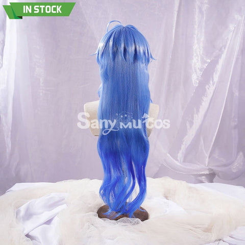 Game Genshin Impact Cosplay Ganyu Gan Yu Wig / Horn Women Long Blue Wig