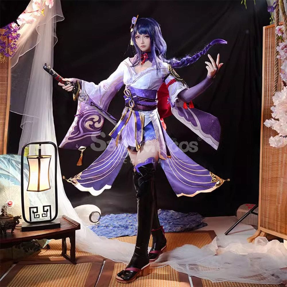 【In Stock】Game Genshin Impact Cosplay Raiden Baal Purple Kimono Costume Costumes