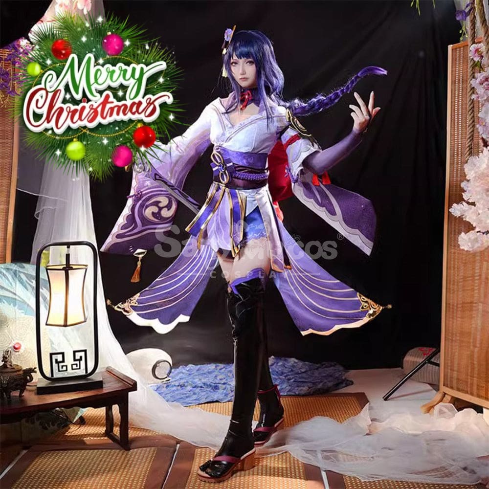 【In Stock】Game Genshin Impact Cosplay Raiden Baal Purple Kimono Costume Costumes