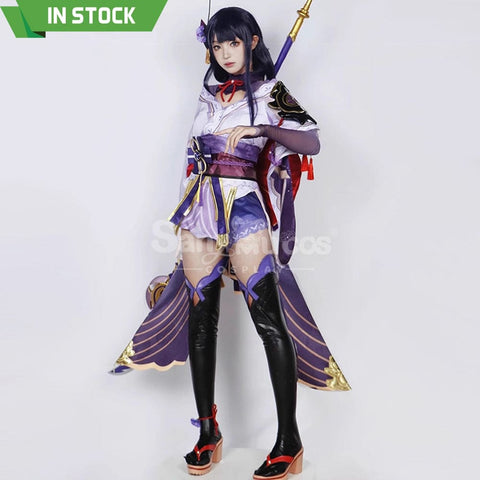 【In Stock】Game Genshin Impact Cosplay Raiden Baal Purple Kimono Costume Costumes