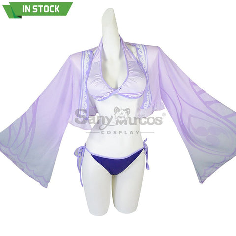 【In Stock】Game Genshin Impact Cosplay Raiden Shogun Bikini Swimsuit Costume Costumes