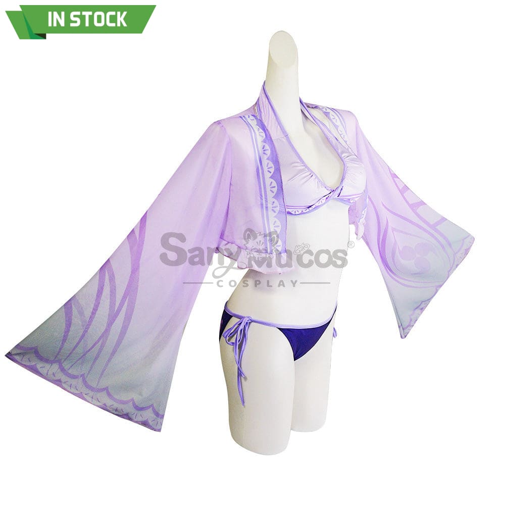 【In Stock】Game Genshin Impact Cosplay Raiden Shogun Bikini Swimsuit Costume Costumes