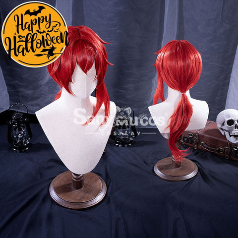 【In Stock】Game Genshin Impact Diluc Ragnvindr Red Ponytail Long Cosplay Wig Wigs