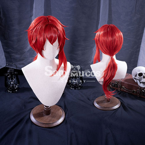 【In Stock】Game Genshin Impact Diluc Ragnvindr Red Ponytail Long Cosplay Wig Wigs