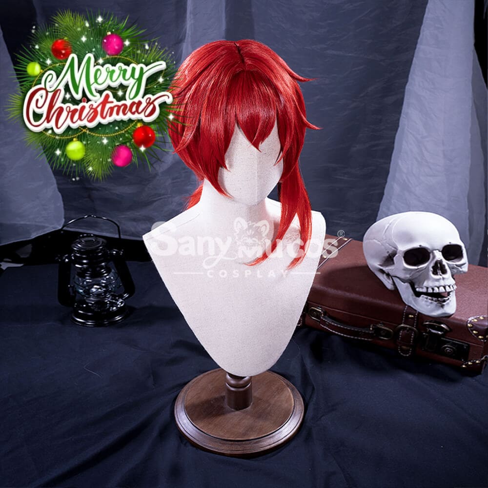 【In Stock】Game Genshin Impact Diluc Ragnvindr Red Ponytail Long Cosplay Wig Wigs