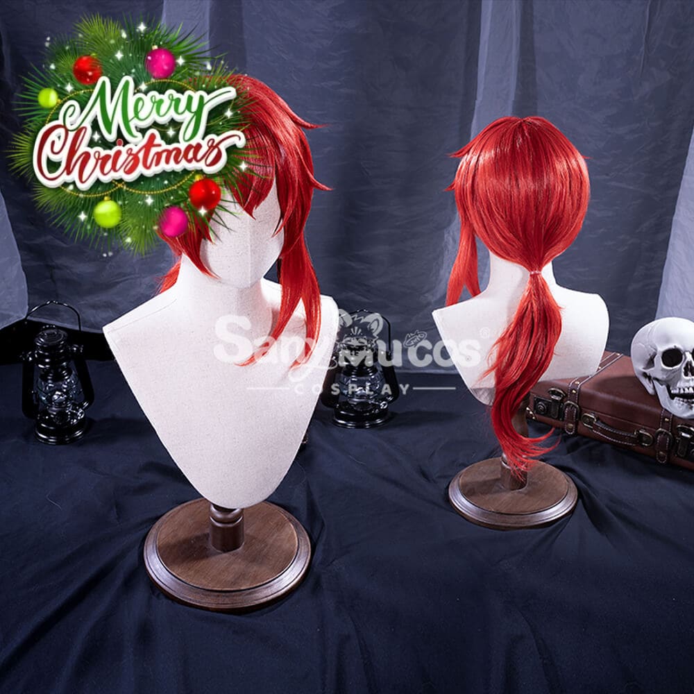 【In Stock】Game Genshin Impact Diluc Ragnvindr Red Ponytail Long Cosplay Wig Wigs