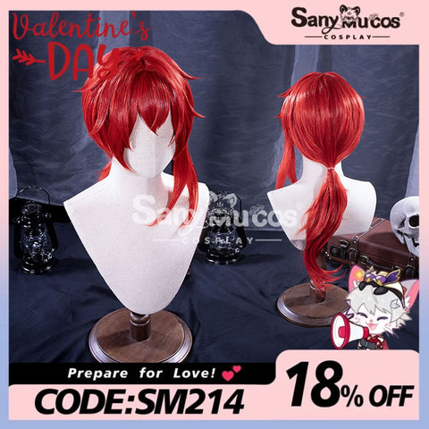 【In Stock】Game Genshin Impact Diluc Ragnvindr Red Ponytail Long Cosplay Wig Wigs