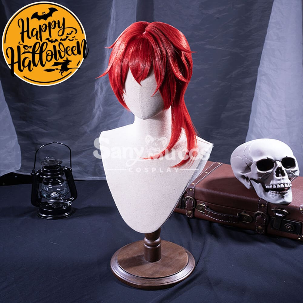 【In Stock】Game Genshin Impact Diluc Ragnvindr Red Ponytail Long Cosplay Wig Wigs
