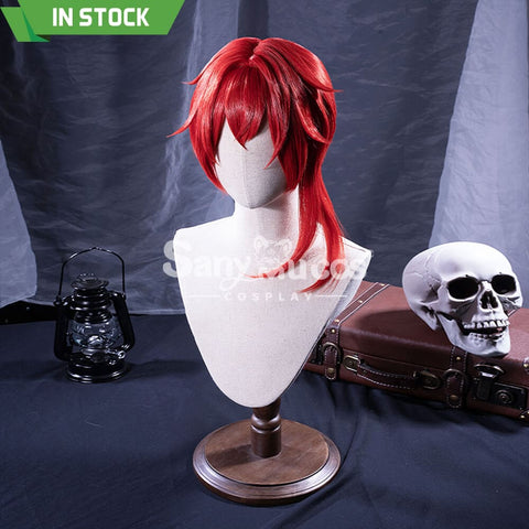 【In Stock】Game Genshin Impact Diluc Ragnvindr Red Ponytail Long Cosplay Wig Wigs