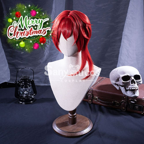 【In Stock】Game Genshin Impact Diluc Ragnvindr Red Ponytail Long Cosplay Wig Wigs